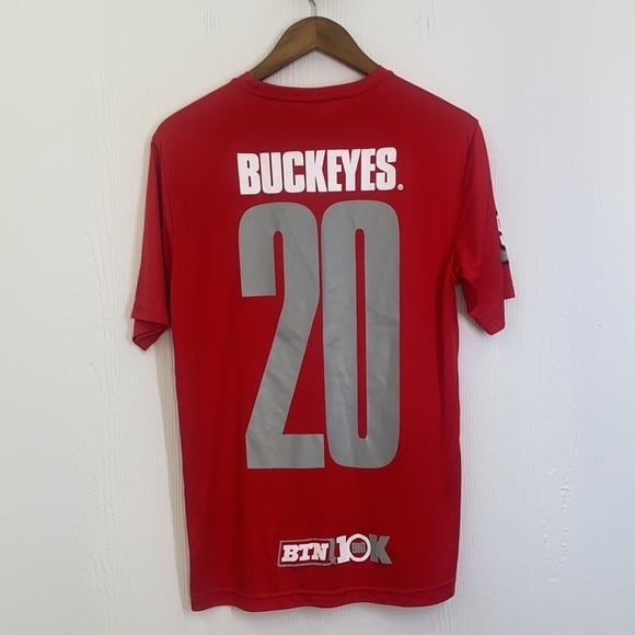 Sport Tek - Big 10 Ohio State Football Red and White Tee Shirt Size Small - Picture 11 of 12